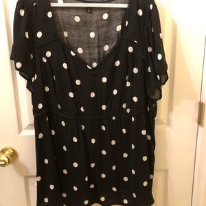 Black Polka Dot Babydoll Top